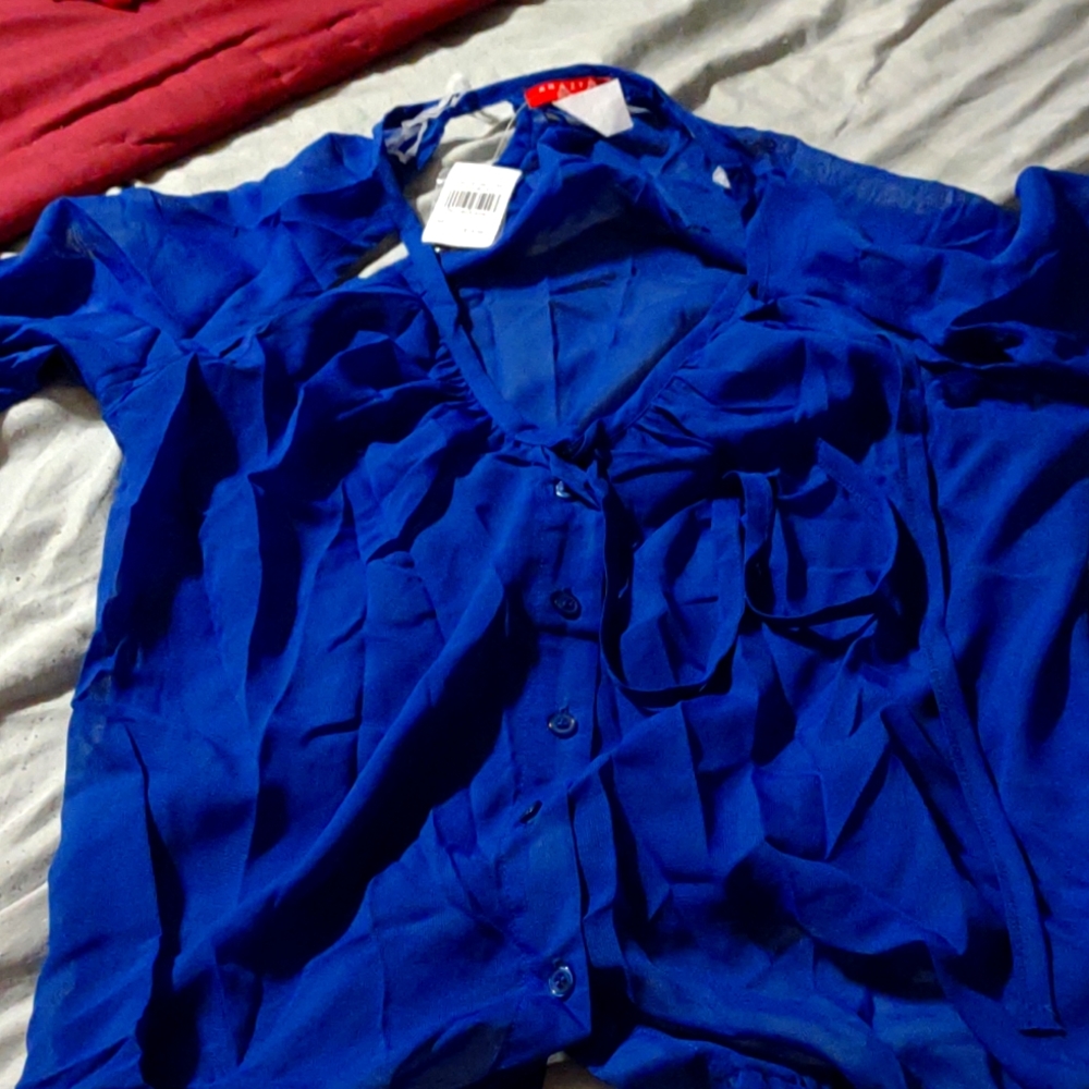 Krazy kitty women's blue blouse